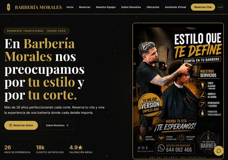 Landing page de Morales Barbershop